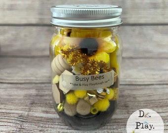 Busy Bee Playdough Sensory Jar for Kids, Busy Play Learning Gift for Kids