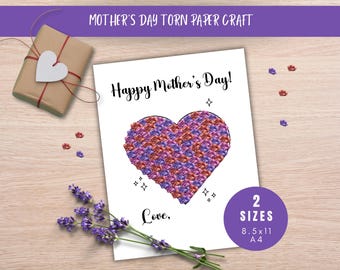 Mother's Day Torn Paper Craft Activity, Mothers Day Crafts, Spring Craft, Tissue Paper Craft, Mom Gift From Kids Child, Happy Mothers Day