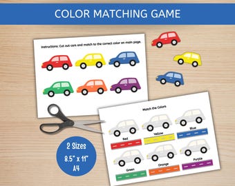 Color Sorting Game, Color Matching, Toddler Activities, Learning Colors, Cut and Paste Craft, Preschool Printable Learning, Teaching Colors
