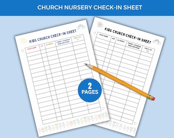 Sunday School Church Sign In Sheet, Church Nursery, Kids Ministry, Bible School, Children's Ministry, Attendance Log, Printable Form