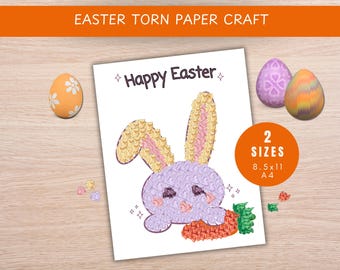 Easter Torn Paper Craft, Sunday School Craft, Classroom Easter, Spring Craft, Easter Bunny, Easter Craft Printable, Kids Easter Activity