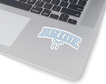 Bride bow sticker | Kiss-cut wedding decal, pastel blue bridal decal