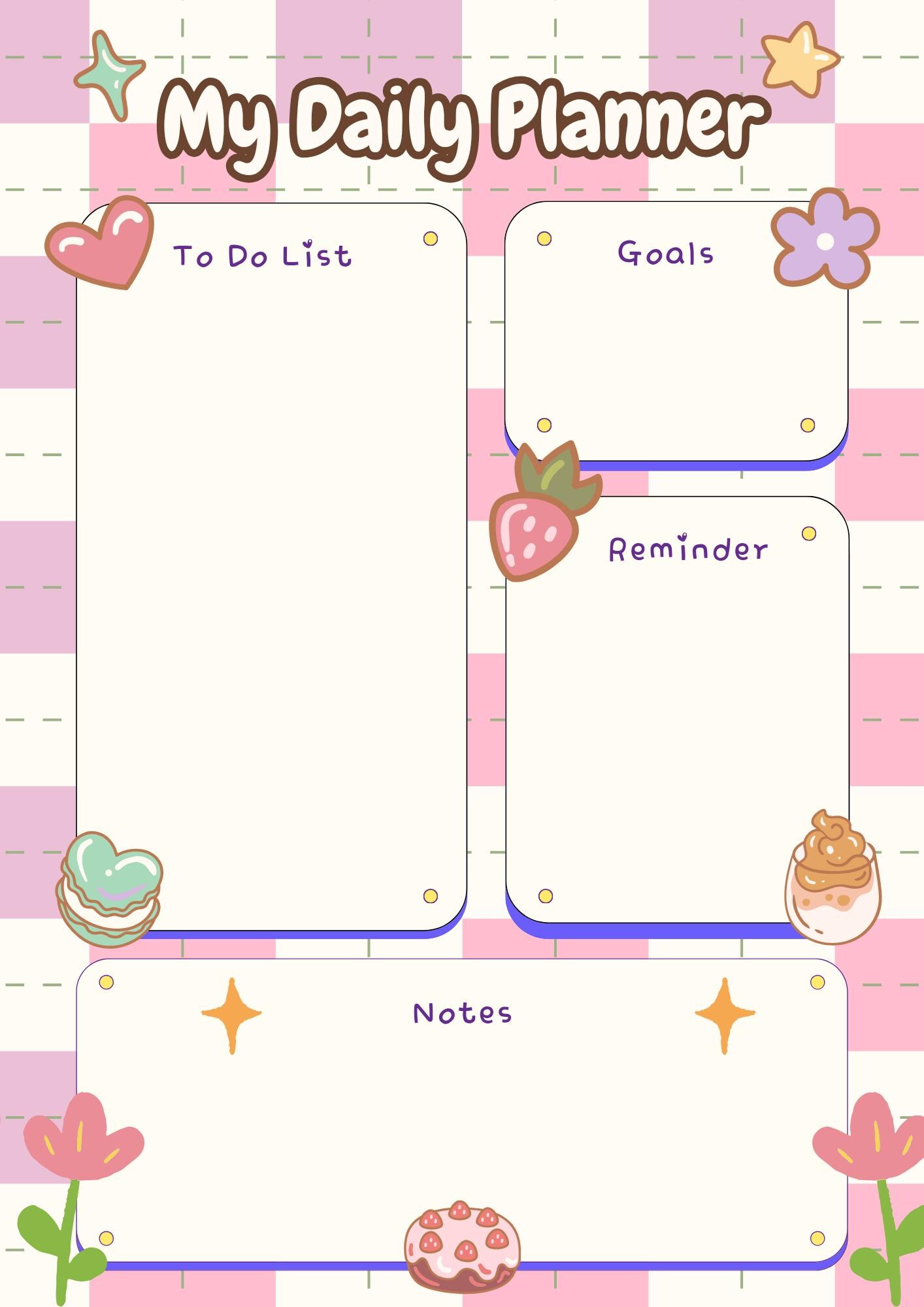 Pastel Daily Planner Printable | Goals, to Do List (PDF & PNG) - Etsy