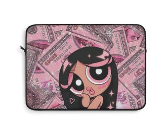 Glam Cartoon Girl-laptophoes | Roze geldontwerp