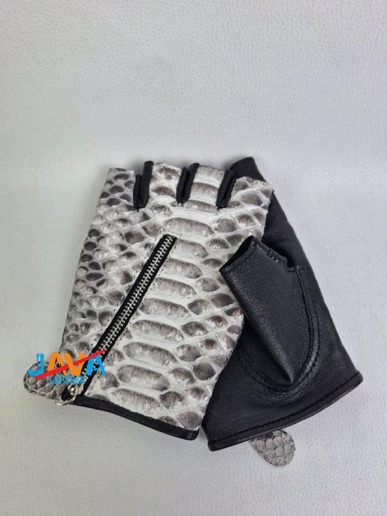 Pyton Läderhandskar Handgjorda Ormskinns Bikerhandskar Exotisk Lyx Unisex bild 4