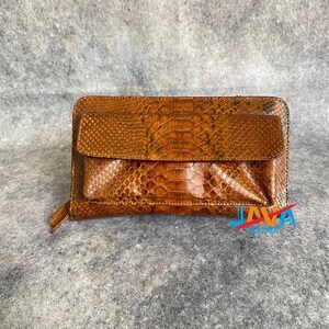 Genuine Python Snakeskin Women Wallet – Luxury Long Zipper Wallet with Lambskin Interior image 8