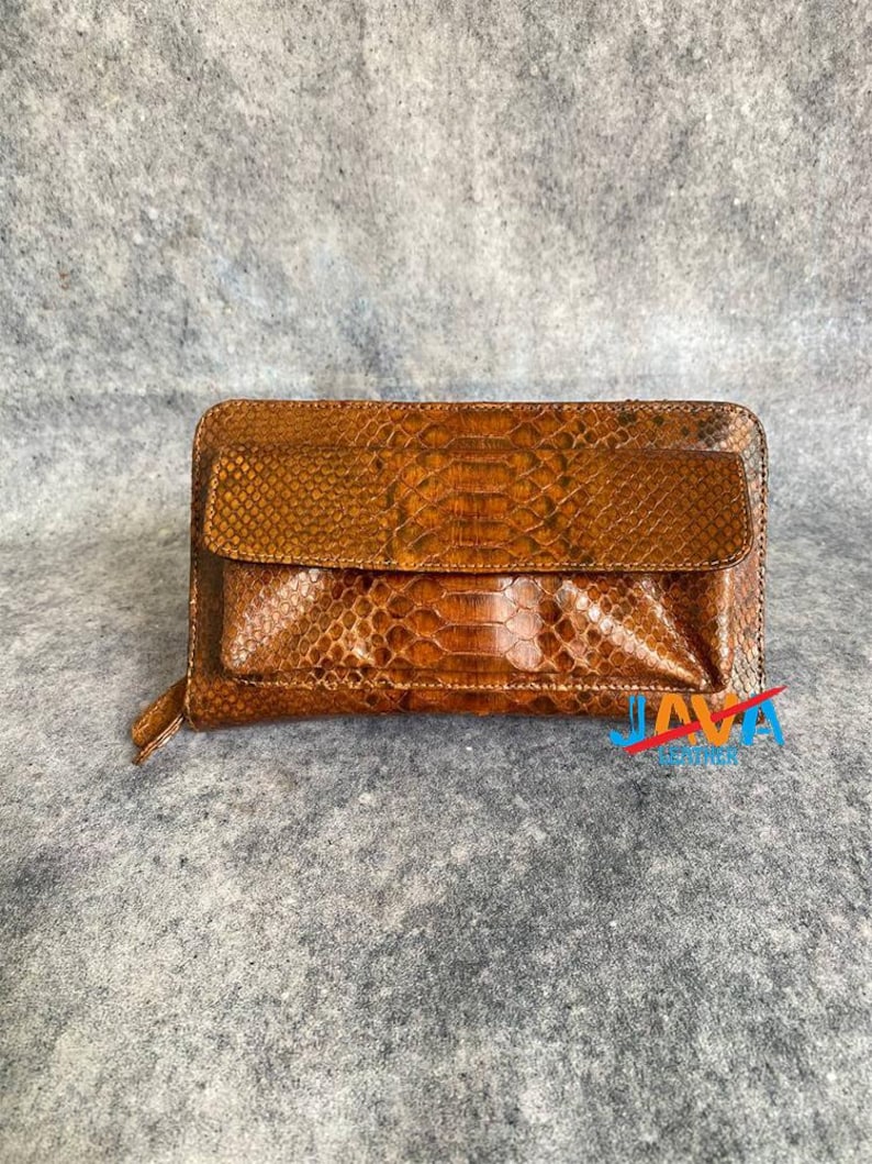 Genuine Python Snakeskin Women Wallet – Luxury Long Zipper Wallet with Lambskin Interior image 8