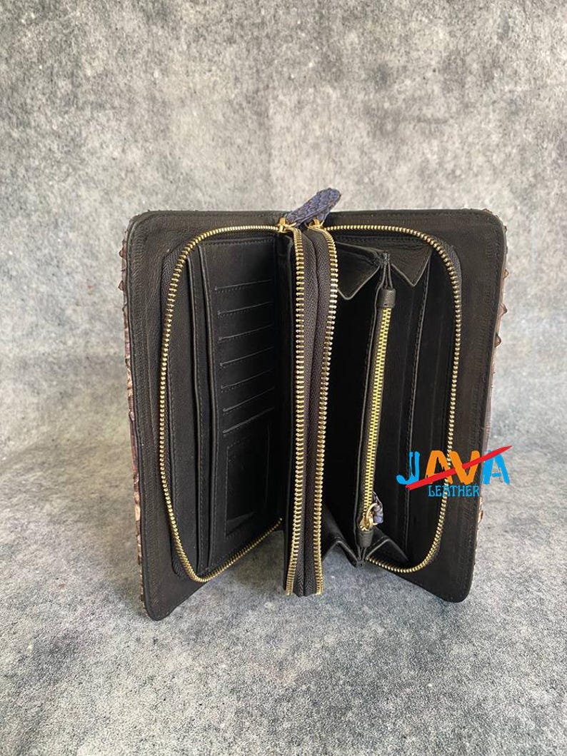 Genuine Python Snakeskin Women Wallet – Luxury Long Zipper Wallet with Lambskin Interior image 7