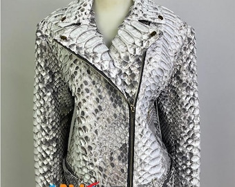 Python Snakeskin Leather Jacket – Luxury Exotic Motorcycle Fashion Outerwear