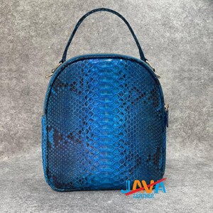 Python Snakeskin Mini Backpack Handmade Luxury Leather Bag Exotic Women Purse Gift image 2