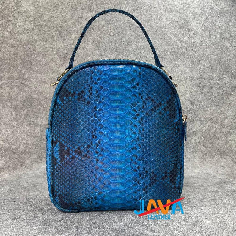 Python Snakeskin Mini Backpack Handmade Luxury Leather Bag Exotic Women Purse Gift image 2