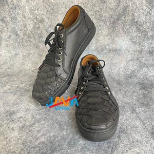 Black Snakeskin Sneakers Handmade Python Leather Shoes Luxury Unisex Exotic Footwear
