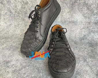 Black Snakeskin Sneakers Handmade Python Leather Shoes Luxury Unisex Exotic Footwear