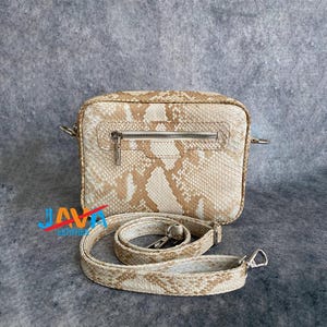 Sac à bandoulière crème en peau de serpent en cuir de python véritable Mini sac à main unisexe de luxe exotique