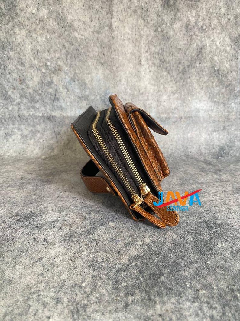 Genuine Python Snakeskin Women Wallet – Luxury Long Zipper Wallet with Lambskin Interior image 9