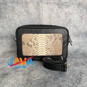 Snakeskin Crossbody Bag Genuine Python Leather Unisex Exotic Handmade Shoulder Bag Luxury Gift