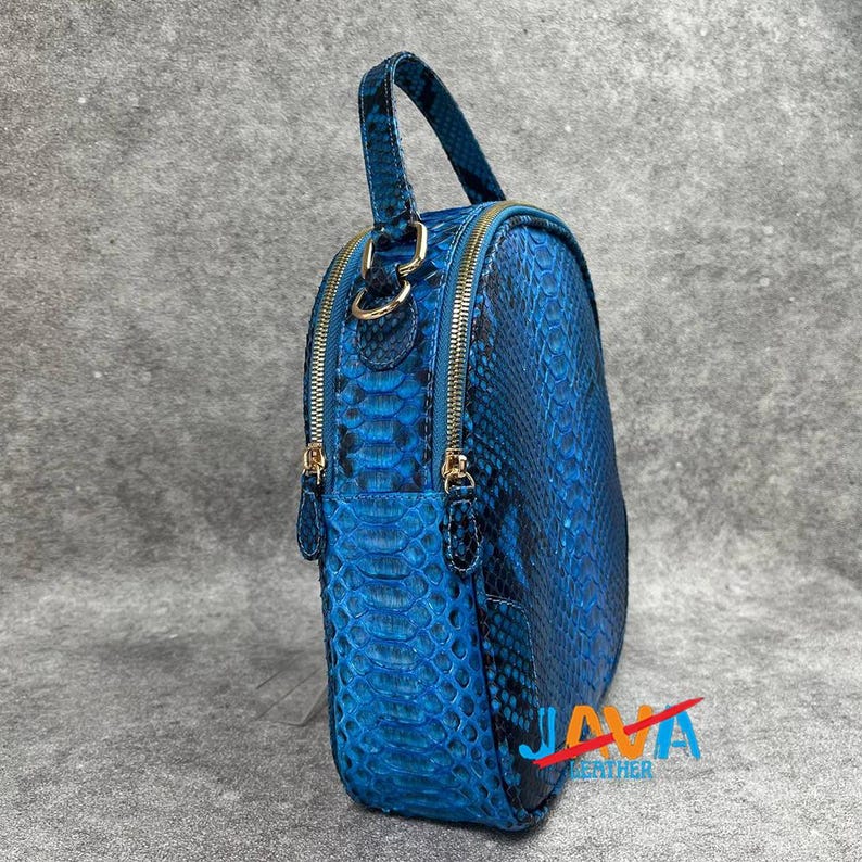 Python Snakeskin Mini Backpack Handmade Luxury Leather Bag Exotic Women Purse Gift image 3