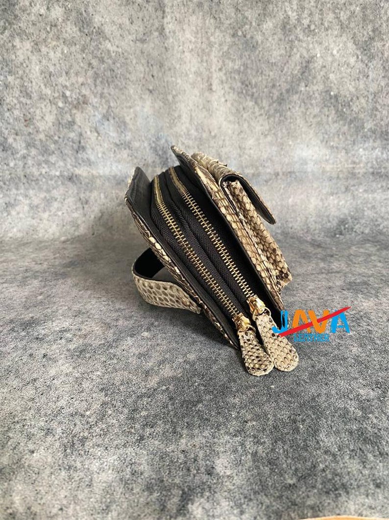 Genuine Python Snakeskin Women Wallet – Luxury Long Zipper Wallet with Lambskin Interior image 3