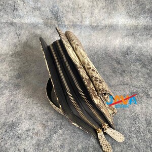 Genuine Python Snakeskin Women Wallet – Luxury Long Zipper Wallet with Lambskin Interior image 2