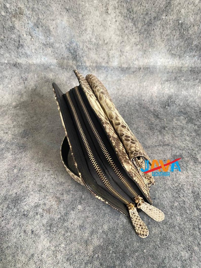 Genuine Python Snakeskin Women Wallet – Luxury Long Zipper Wallet with Lambskin Interior image 2