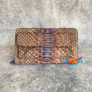 Genuine Python Snakeskin Women Wallet – Luxury Long Zipper Wallet with Lambskin Interior image 5