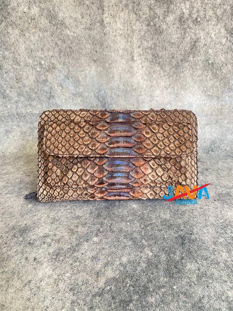 Genuine Python Snakeskin Women Wallet – Luxury Long Zipper Wallet with Lambskin Interior image 5