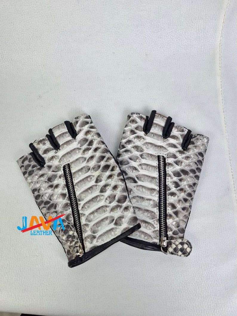 Pyton Läderhandskar Handgjorda Ormskinns Bikerhandskar Exotisk Lyx Unisex bild 1