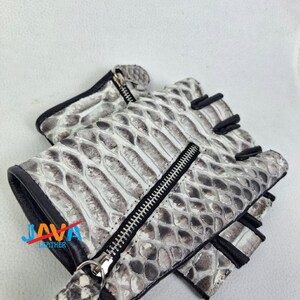 Pyton Läderhandskar Handgjorda Ormskinns Bikerhandskar Exotisk Lyx Unisex bild 3