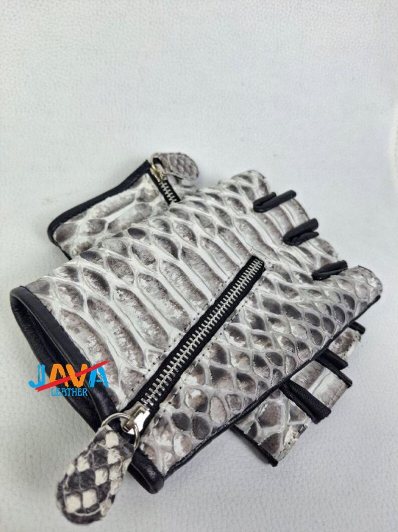 Pyton Läderhandskar Handgjorda Ormskinns Bikerhandskar Exotisk Lyx Unisex bild 3