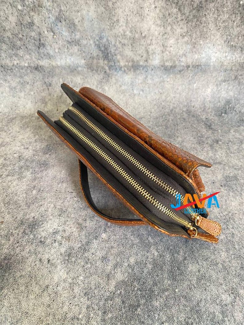 Genuine Python Snakeskin Women Wallet – Luxury Long Zipper Wallet with Lambskin Interior image 10