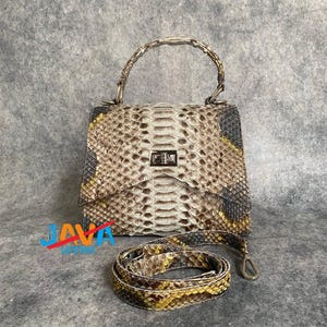 Handtas slangenleer echt pythonleren tas met handvat aan bovenkant luxe exotische portemonnee Cadeau voor haar