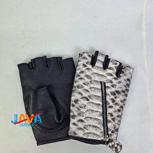 Pyton Läderhandskar Handgjorda Ormskinns Bikerhandskar Exotisk Lyx Unisex bild 2