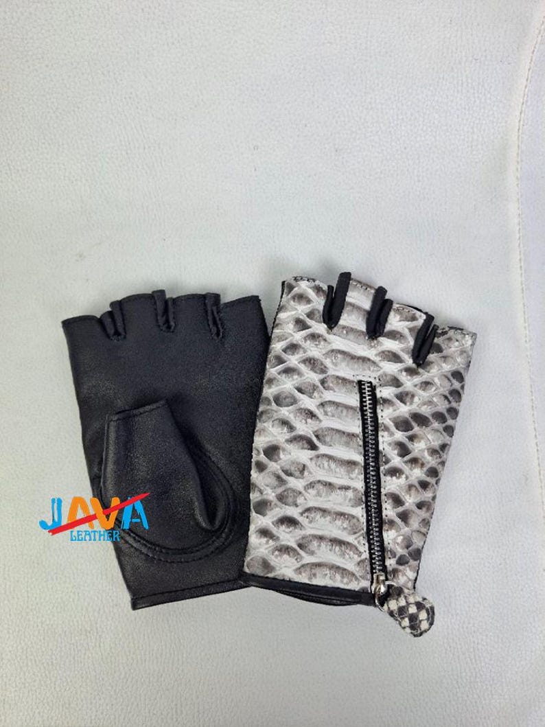 Pyton Läderhandskar Handgjorda Ormskinns Bikerhandskar Exotisk Lyx Unisex bild 2