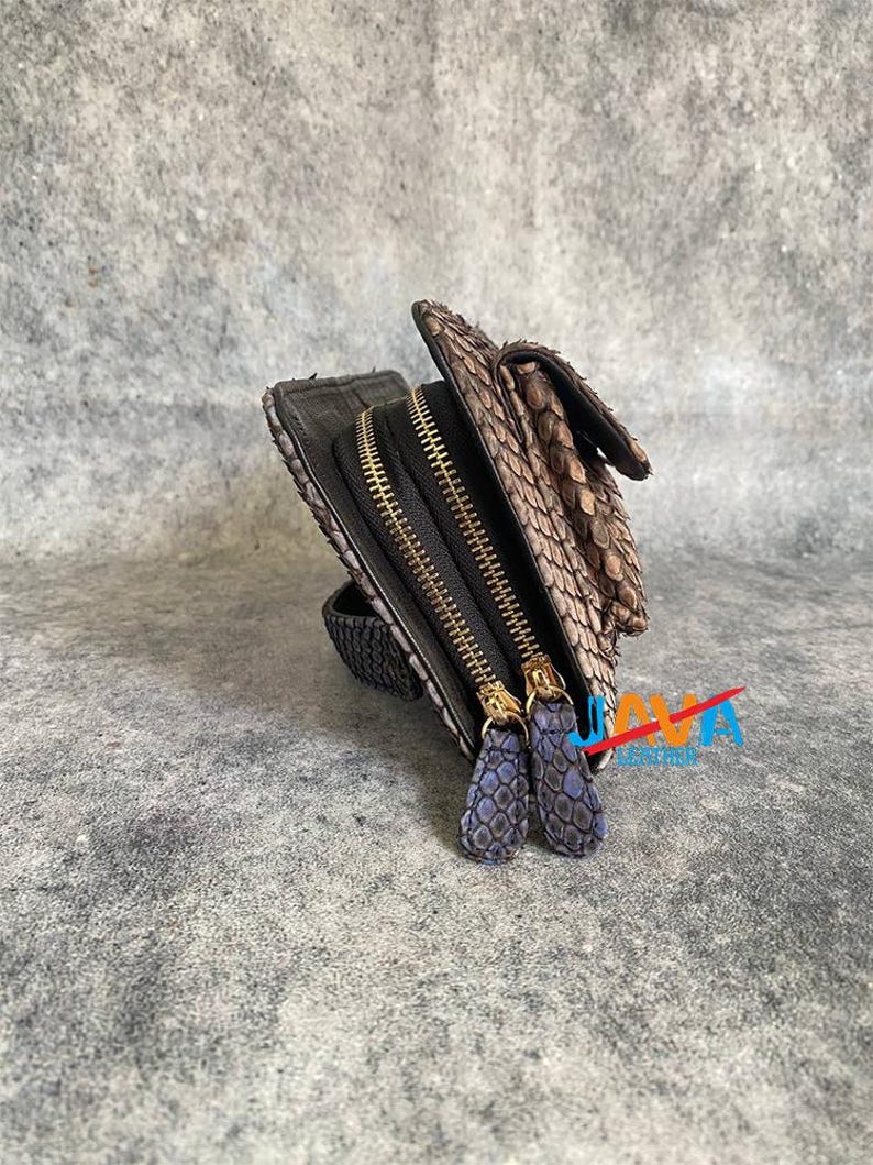 Genuine Python Snakeskin Women Wallet – Luxury Long Zipper Wallet with Lambskin Interior image 6