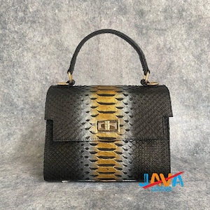 Borsa di lusso in pelle di serpente, borsa con manico superiore in vera pelle di pitone, borsa esotica fatta a mano