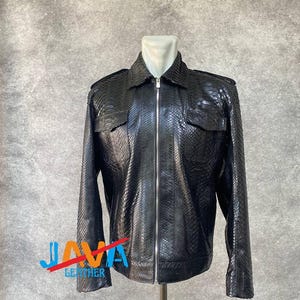 Black Snakeskin Jacket Men Genuine Python Leather Luxury Handmade Exotic Jacket