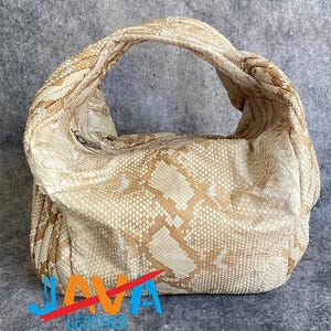 Creme Schlangenhaut Handtasche aus echtem Python Leder Luxus Exotische Schulter Geldbörse für Frauen