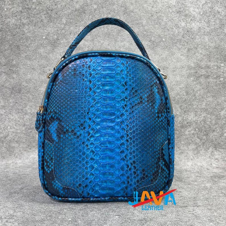 Python Snakeskin Mini Backpack Handmade Luxury Leather Bag Exotic Women Purse Gift image 1