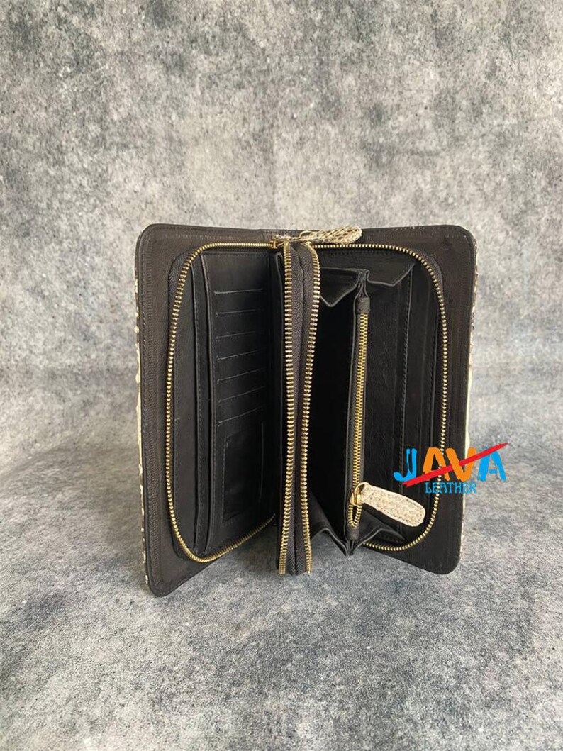Genuine Python Snakeskin Women Wallet – Luxury Long Zipper Wallet with Lambskin Interior image 4