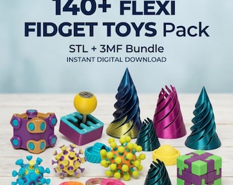 140+ Flexi Fidget Toys STL Bundle. Articulated Animals. 3MF Print in Place Pack
