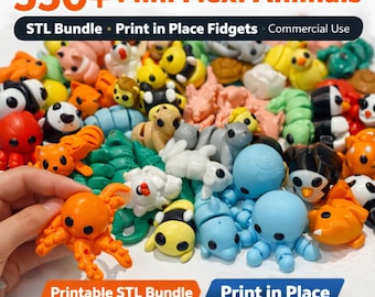 550+ Mini Flexi Animals STL Bundle. Print in Place Fidgets. Commercial Use