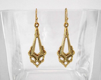 Victorian Gold Diamond Dangle Earrings