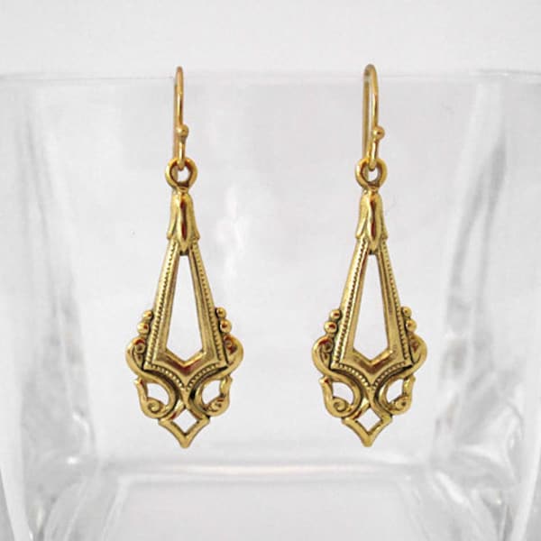 Aretes colgantes de diamantes de oro victoriano