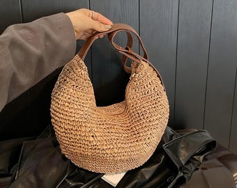 Bohemian Woven Crossbody Bag – Handmade Grass Beach & Vacation Purse for Women