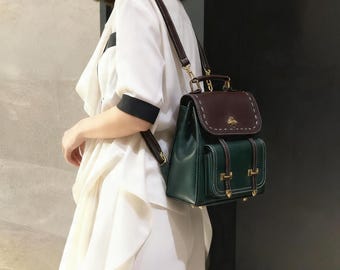 Women’s Leather Backpack – Patchwork Travel Bag