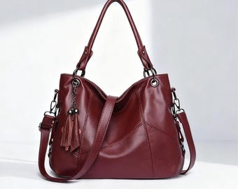Soft Leather Tassel Handbag – Luxury Designer Crossbody & Hand Tote for Women