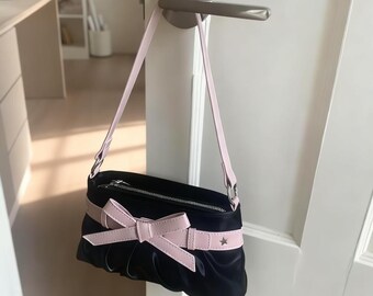 Bow Studded Shoulder Bag – Y2K Underarm Purse