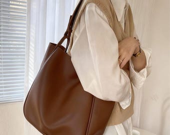 Luxury PU Leather Tote Bag – Large Capacity Designer Shoulder Handbag for Women