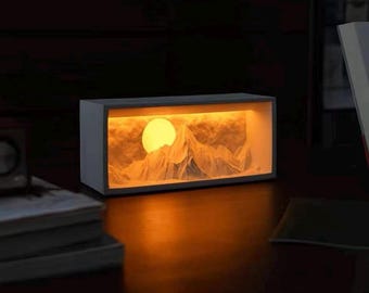 Mountain Landscape Lamp | Stone Sculpture, Aromatherapy Diffuser, Dimmable Light
