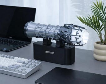 Steampunk Engine Humidifier, 3D Printing Jet Engine Design, Blue LED Ambient Light, Desk Decor
